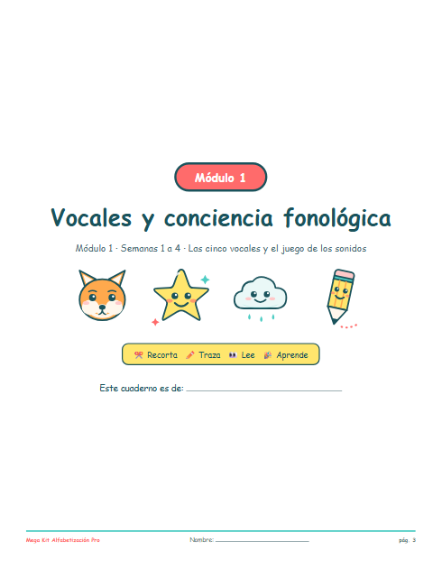 Portada del Módulo 1: Vocales y conciencia fonológica