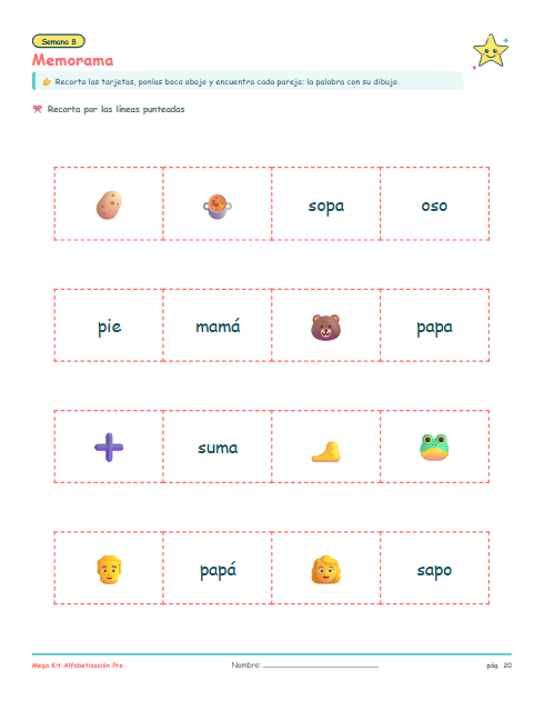 Lotería y memorama para recortar