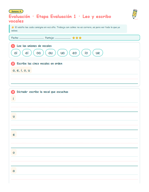 Evaluación por etapa