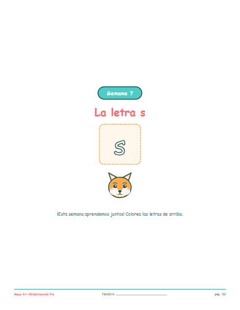 Planificación semanal del módulo de sílabas